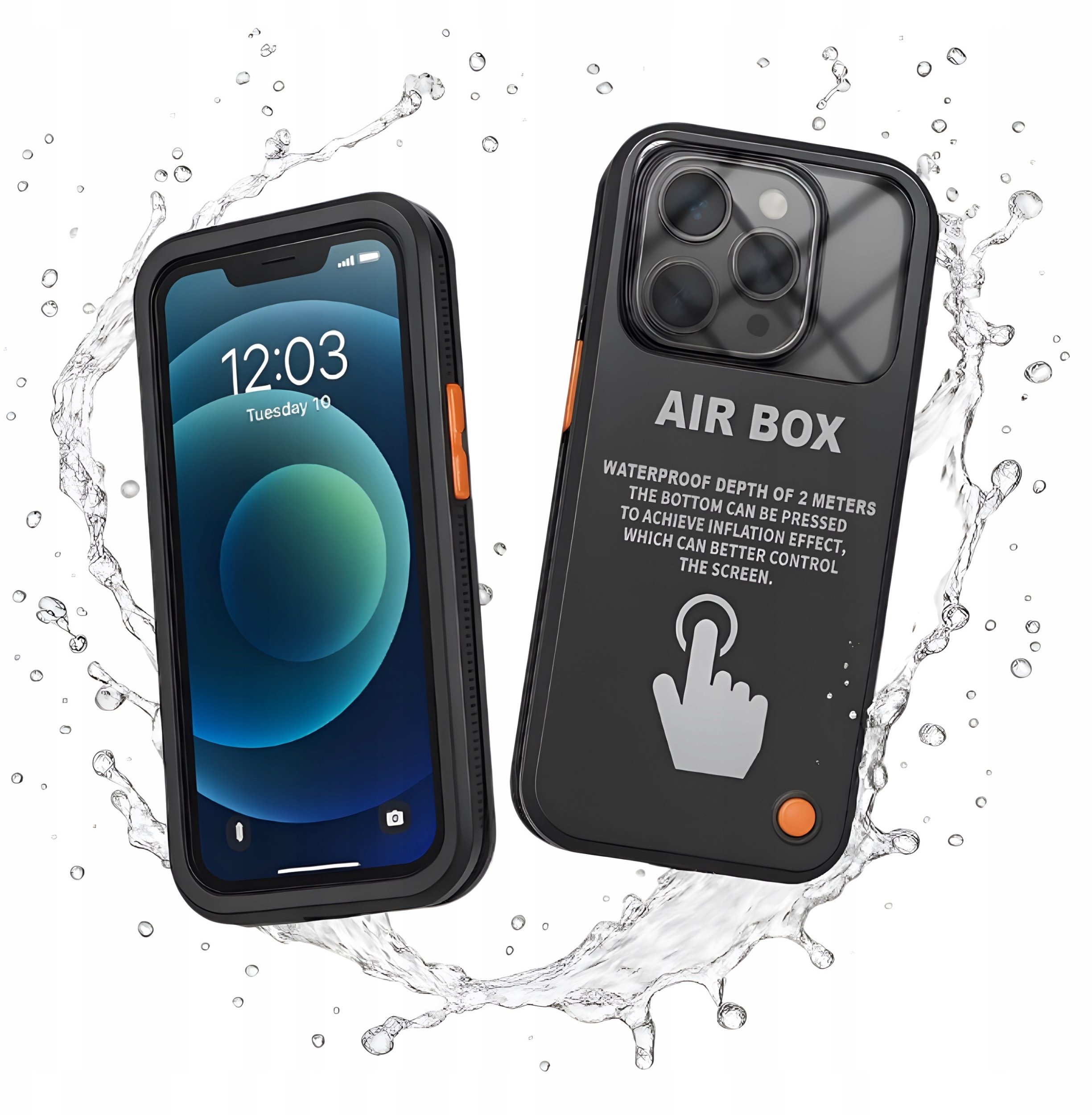 Etui Wodoodporne Do 6.1 Cali Uniwersalne (Obudowa, 360, Pancerne, Czarne)