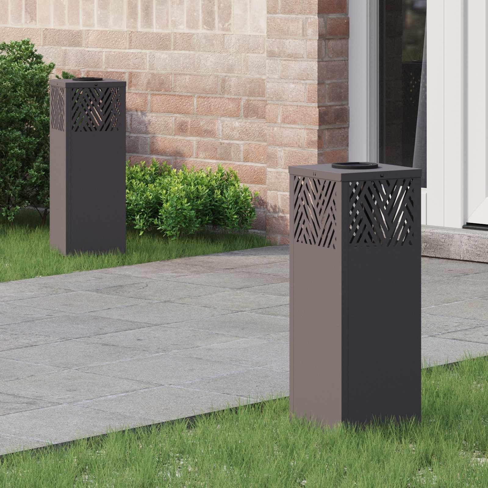 vidaXL Słoneczna LED lampa na ścieżkę Jodełka 2 pcs Czarny