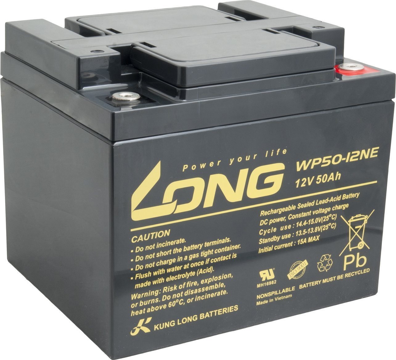 Long Long 12V 50Ah olověný akumulátor DeepCycle AGM M6 (WP50-12NE)