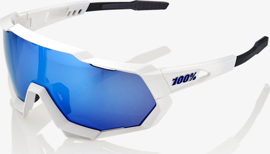 100% Okulary 100% SPEEDTRAP Matte White - HiPER Blue Multilayer Mirror Lens (Szkła Niebieskie Lustrzane Wielowarstwowe LT 13% + Szkła Przeźroczyste LT