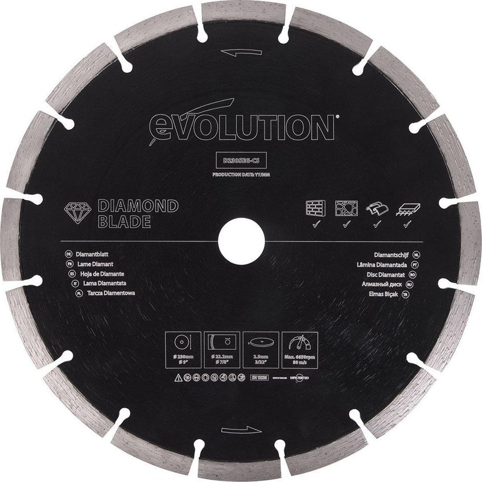 Evolution Tarcza diamentowa segmentowa Evolution D230SEG-CS 230mm do cięcia materiałów budowlanych