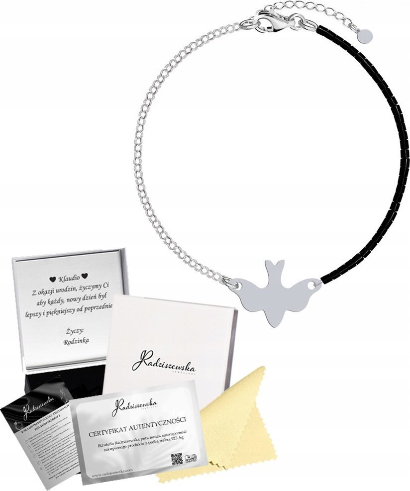 Radziszewska Jewellery Bransoletka Srebrna Gołębica Duch Święty 925 Prezent GRAWER ŻYCZENIA GRATIS