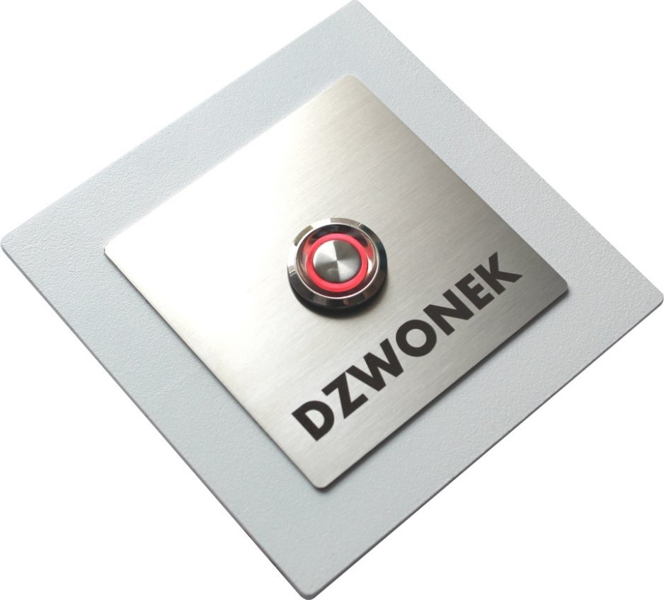 MT3CH Przycisk dzwonka do domofonu wyjścia wejścia furtki bramy drzwi Stal LED 9/12/24/230V 10x10 kwadrat biały