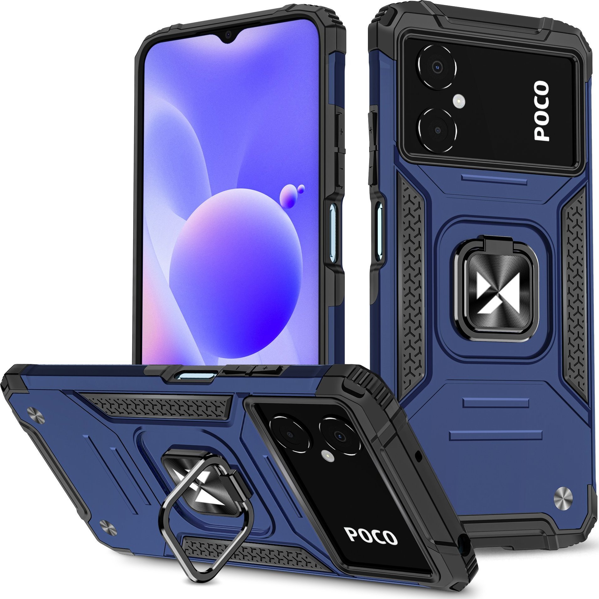 Wozinsky Wozinsky Ring Armor etui Xiaomi Redmi Note 11E /Redmi 10 5G / Redmi 10 Prime+ 5G / Poco M4 5G pancerny pokrowiec uchwyt magnetyczny ring nieb