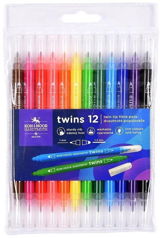 Flamastry dwustronne 12 kolorów