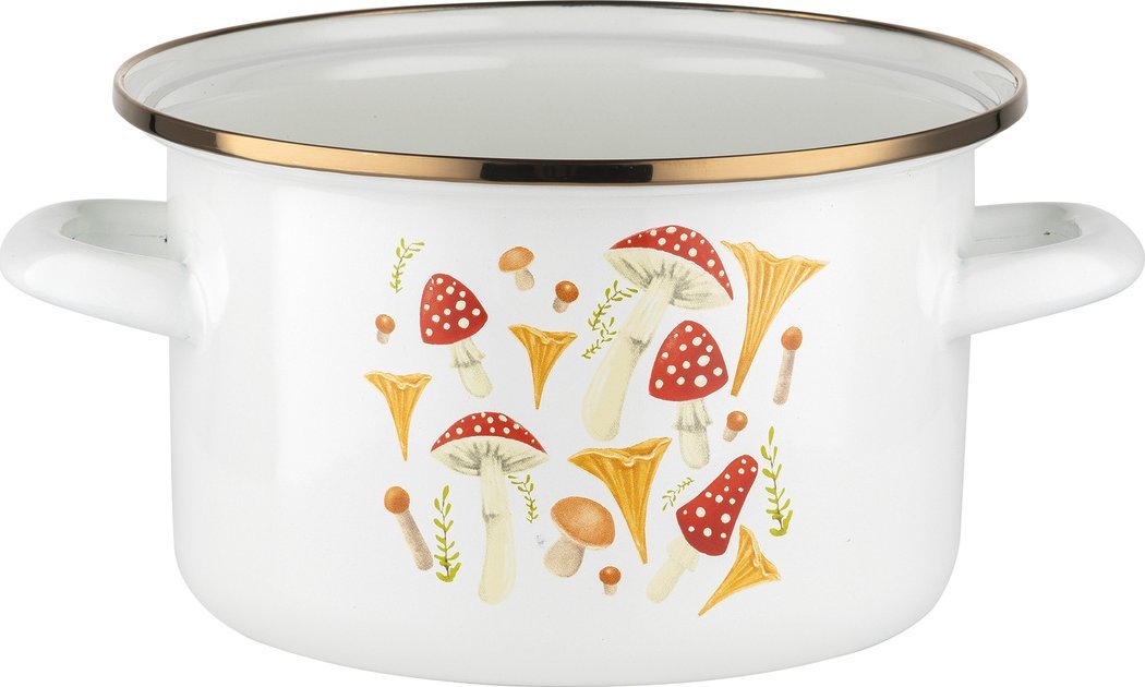Emalia Pleszew Garnek emaliowany Emalia Polska Pleszew Grzybki 18 cm 2,65 l