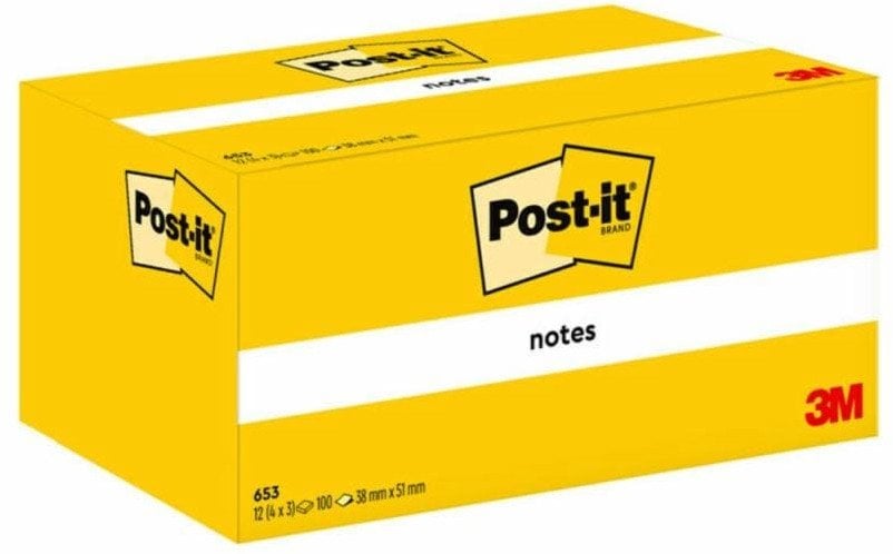 Post-It 7100296172, Rectangle, Yellow, Paper, 51 mm, 38 mm, 100 sheets