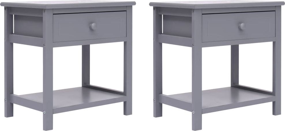 vidaXL Szafki nocne, 2 szt., szare, 40x29x42 cm, drewno paulownia