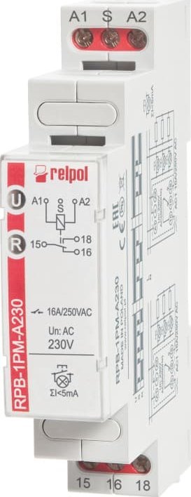 Relpol Przekaźnik bistabilny z pamięcią 1P 16 A 230 VAC RPB-1PM-A230 864390