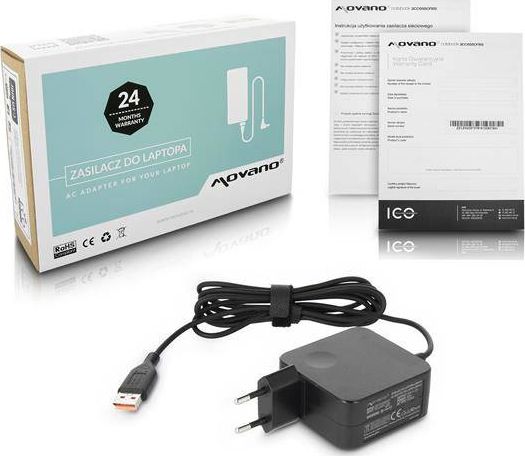 Zasilacz do laptopa Movano 40 W, Slim Tip, 2 A, 20 V