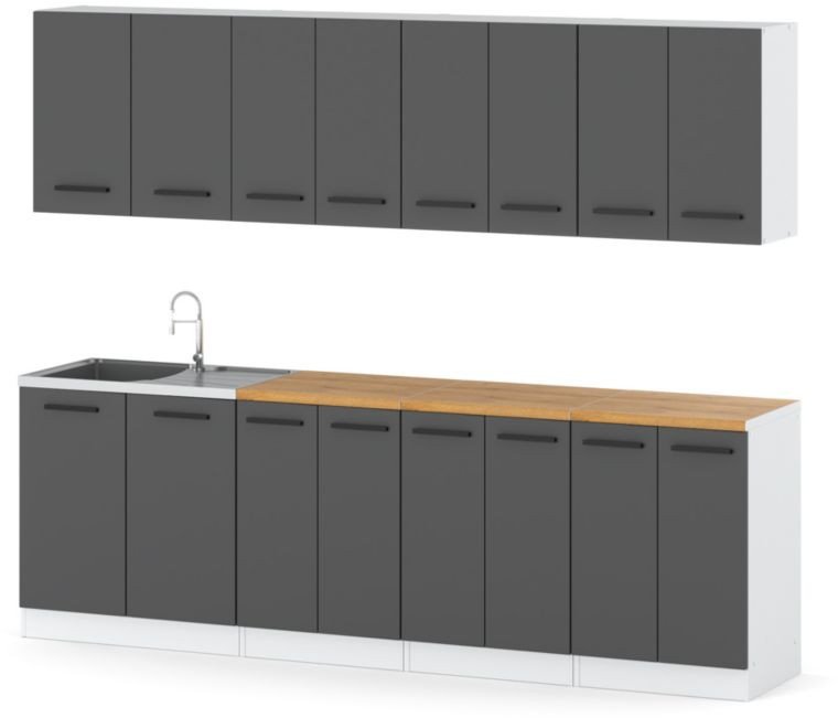 Meble Kuchenne Nowoczesne Modułowe Vero 2.6m Zestaw Mebli Kuchennych Szary