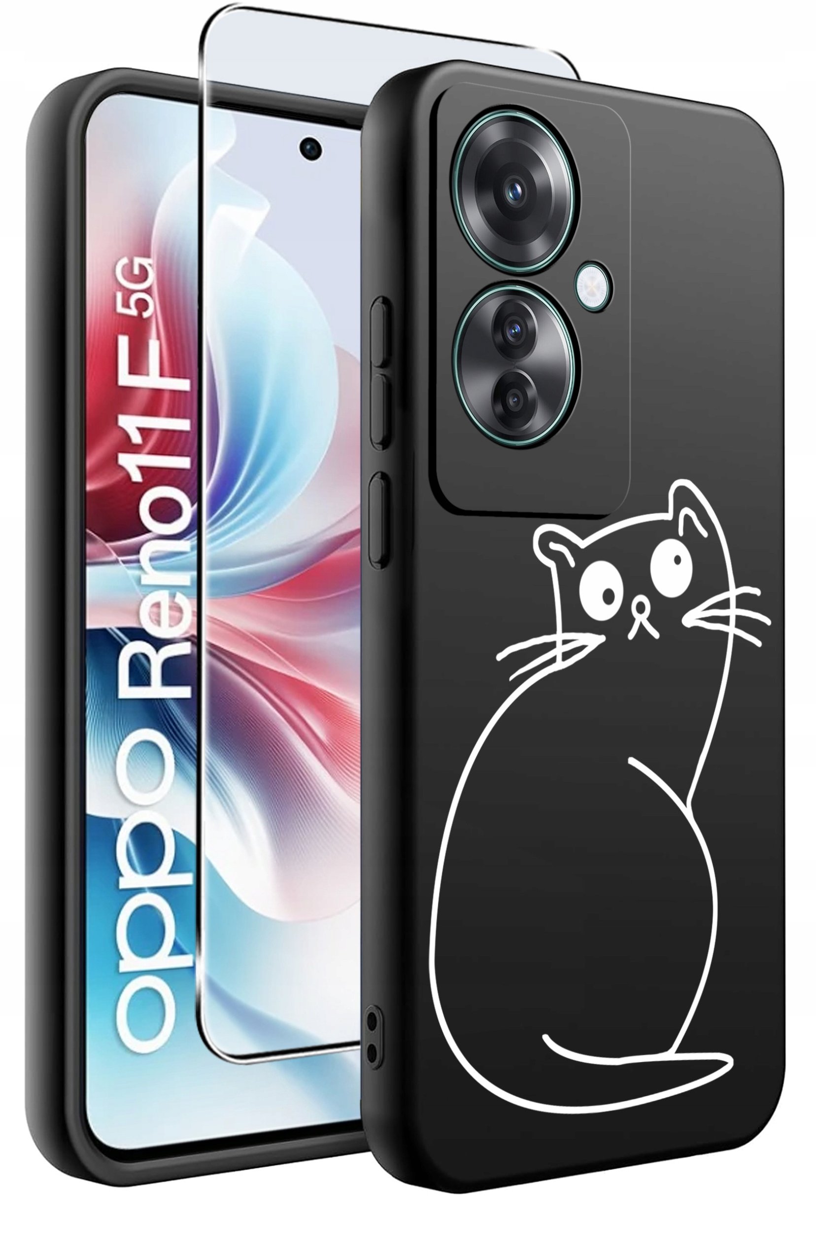 ETUI do Oppo Reno11 F 5G WZORY | SILIKONOWE MATT CASE + SZKŁO HARTOWANE 9H