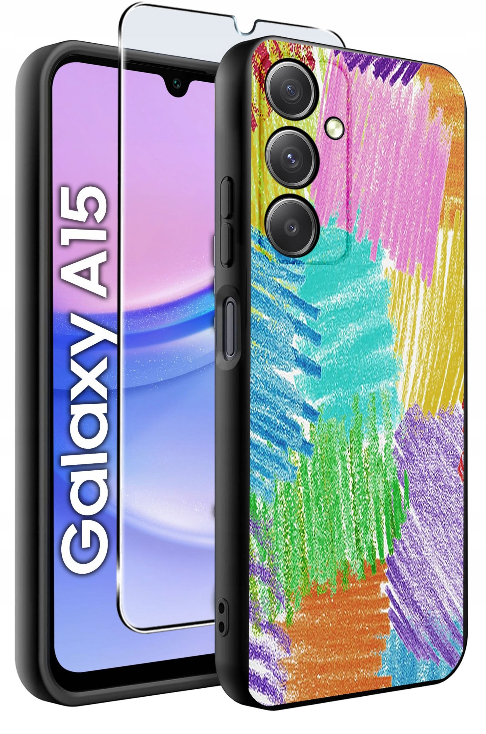 ETUI do Samsung A15 4G | 15 5G WZORY | SILIKONOWE MATT CASE + SZKŁO 9H