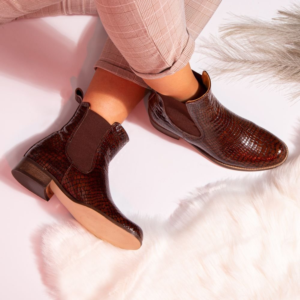 Butdam Botki sztyblety skórzane wężowe kamelowe Butdam-40