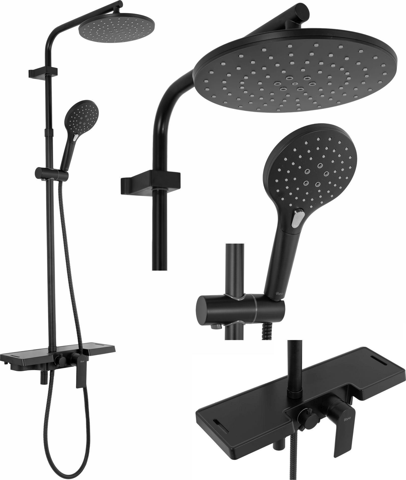Zestaw prysznicowy Rea Rea Zestaw Prysznicowy Natryskowy REA SANTOS Black
