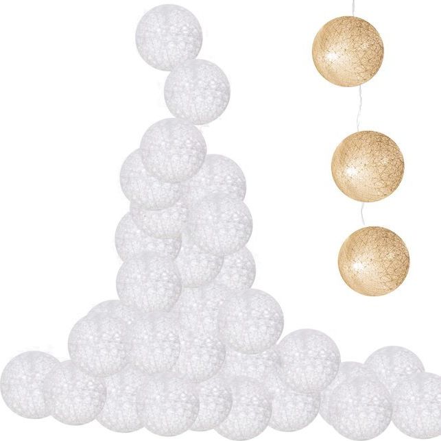 Springos Lampki dekoracyjne cotton balls 30 LED 30 kul białe UNIWERSALNY