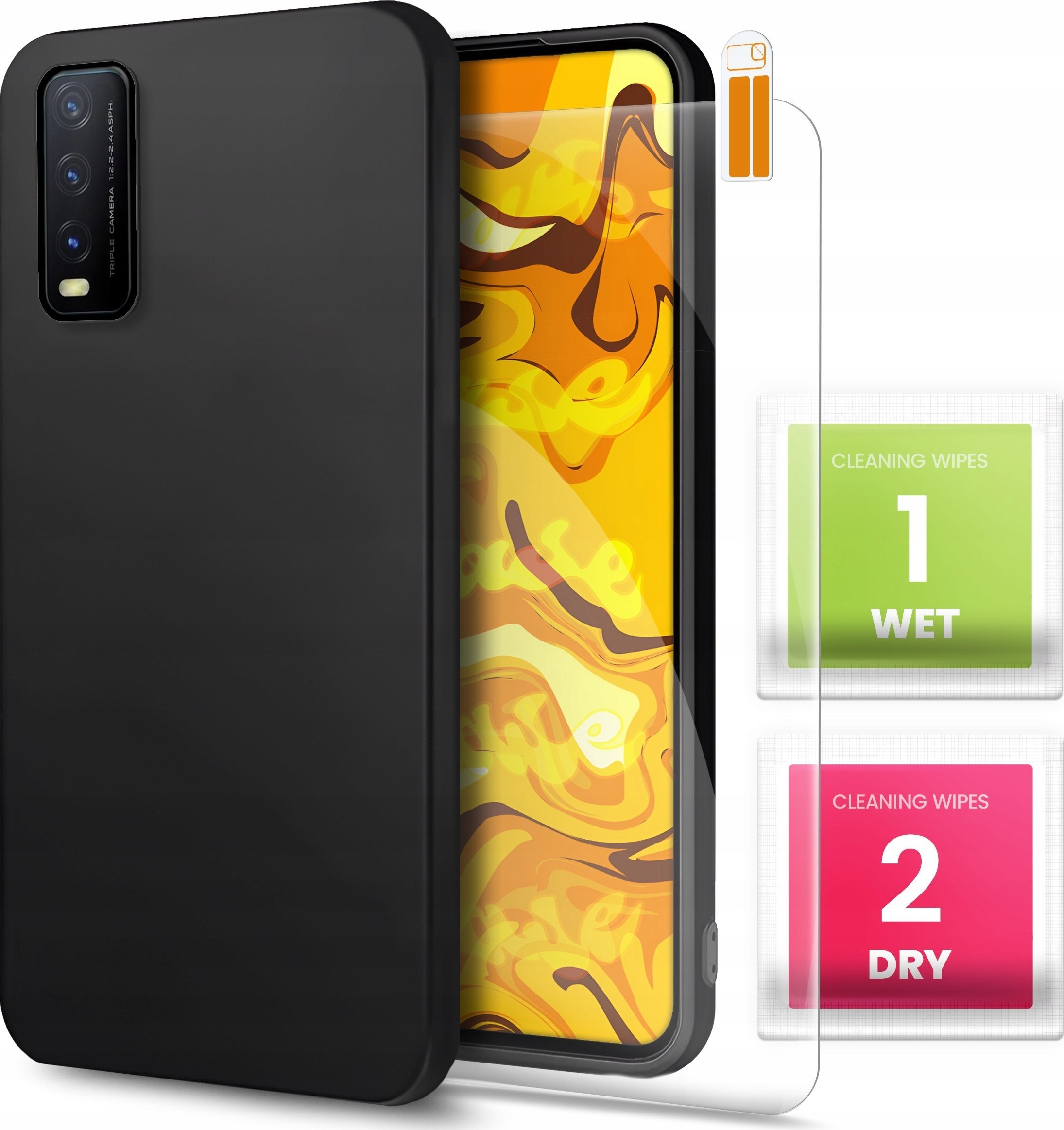 Etui do Vivo Y20S / Y11S (Czarne, Matowe, Obudowa, Silikon, Case) SZKŁO