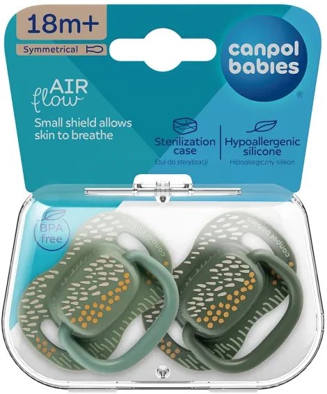 Smoczek symetryczny 18 m+ 2 szt. Mountains zielony Canpol babies