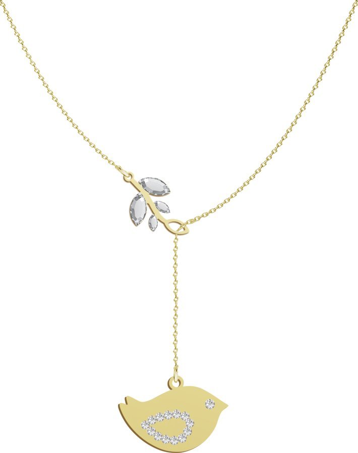Radziszewska Jewellery Naszyjnik Pozłacany Ptaszek z Gałązką