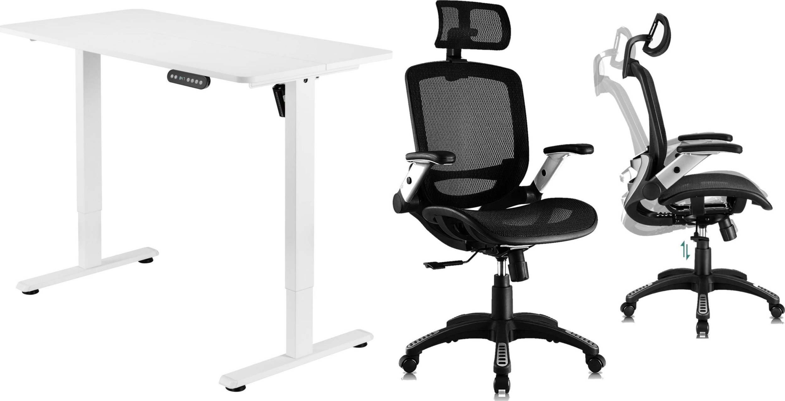 Biurko Mozos Biurko Mozos ED PRO WH Białe 120 cmx60 cm + Krzesło biurowe Ergo-C Czarne