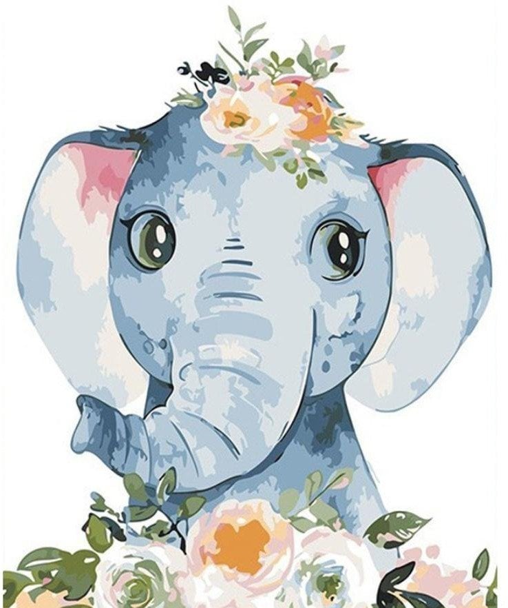 Malowanie po numerach 40x50cm Słonik