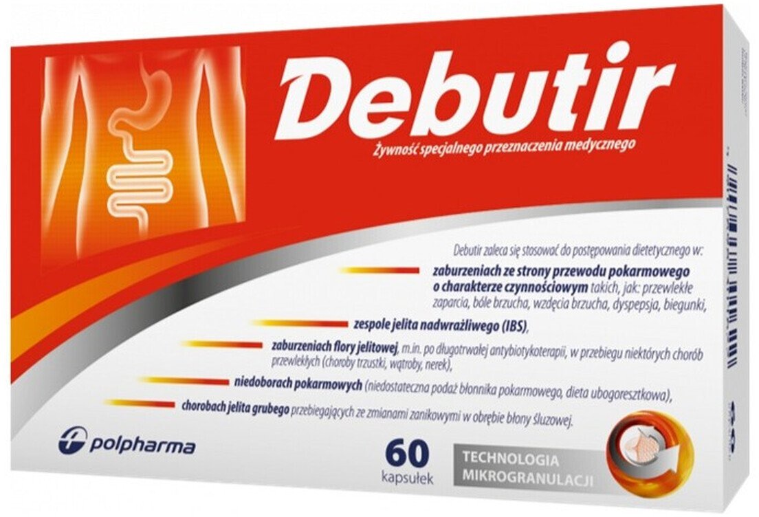 DEBUTIR Suplement diety z kwasem masłowym wspomagający funkcjonowanie jelit 60 kapsułek