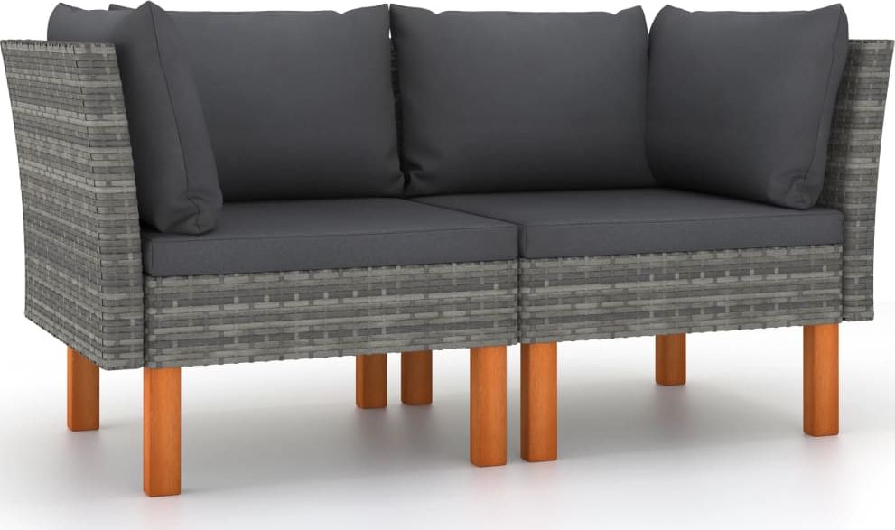 vidaXL Siedziska narożne, 2 szt., polirattan i drewno eukaliptusowe