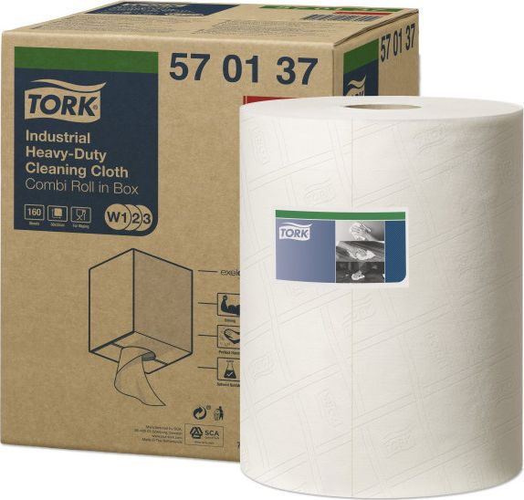Tork Tork - Czyściwo włókninowe do ciężkich zabrudzeń, 1-warstwowe, premium - Białe