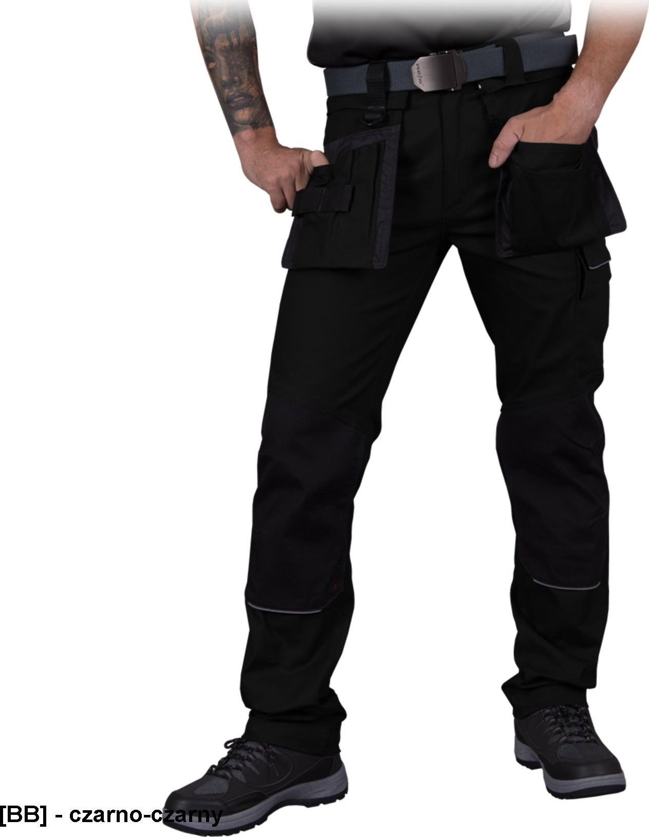 R.E.I.S. LH-HOLLANDER - spodnie ochronne do pasa, 10 kieszeni, idealne na upalne dni, 97% bawełna, 3% spandex canvas, 270 g/m2 - czarno-czarny 62