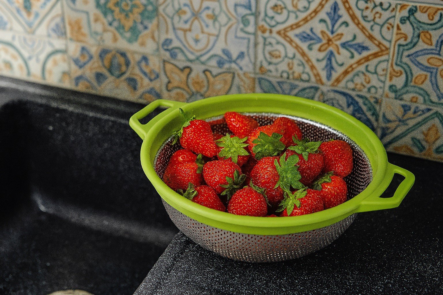 Cedzak nierdzewny 30 cm zielony Drop