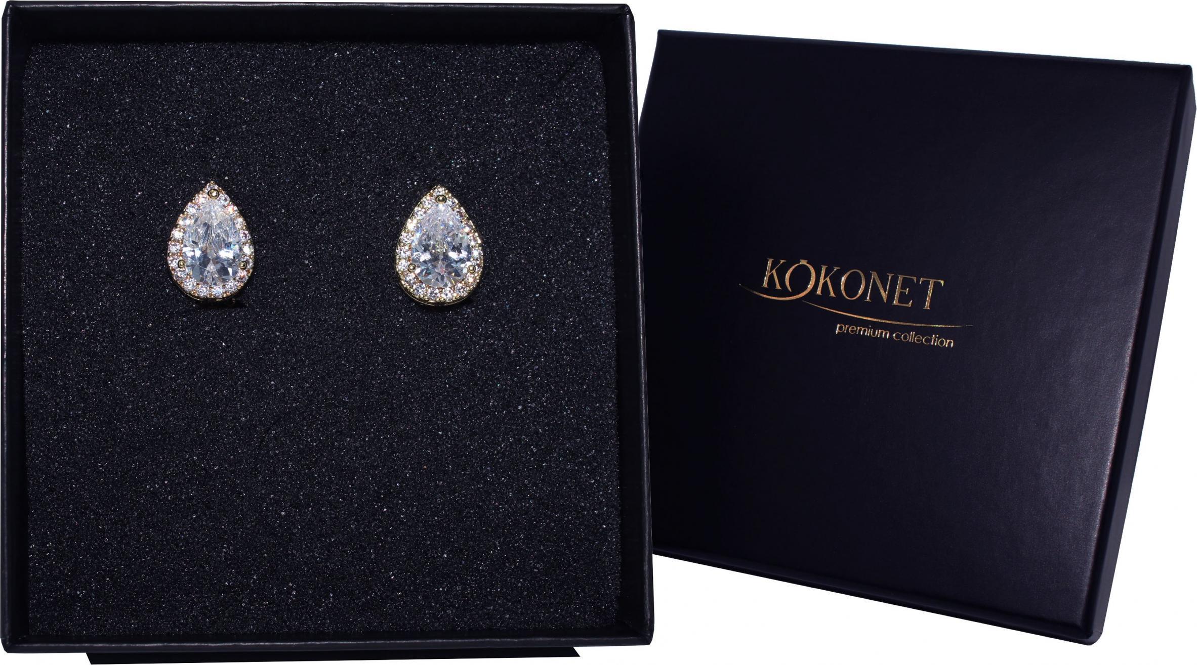 KOKONET Kolczyki klipsy złote delikatne SWAROVSKI błysk