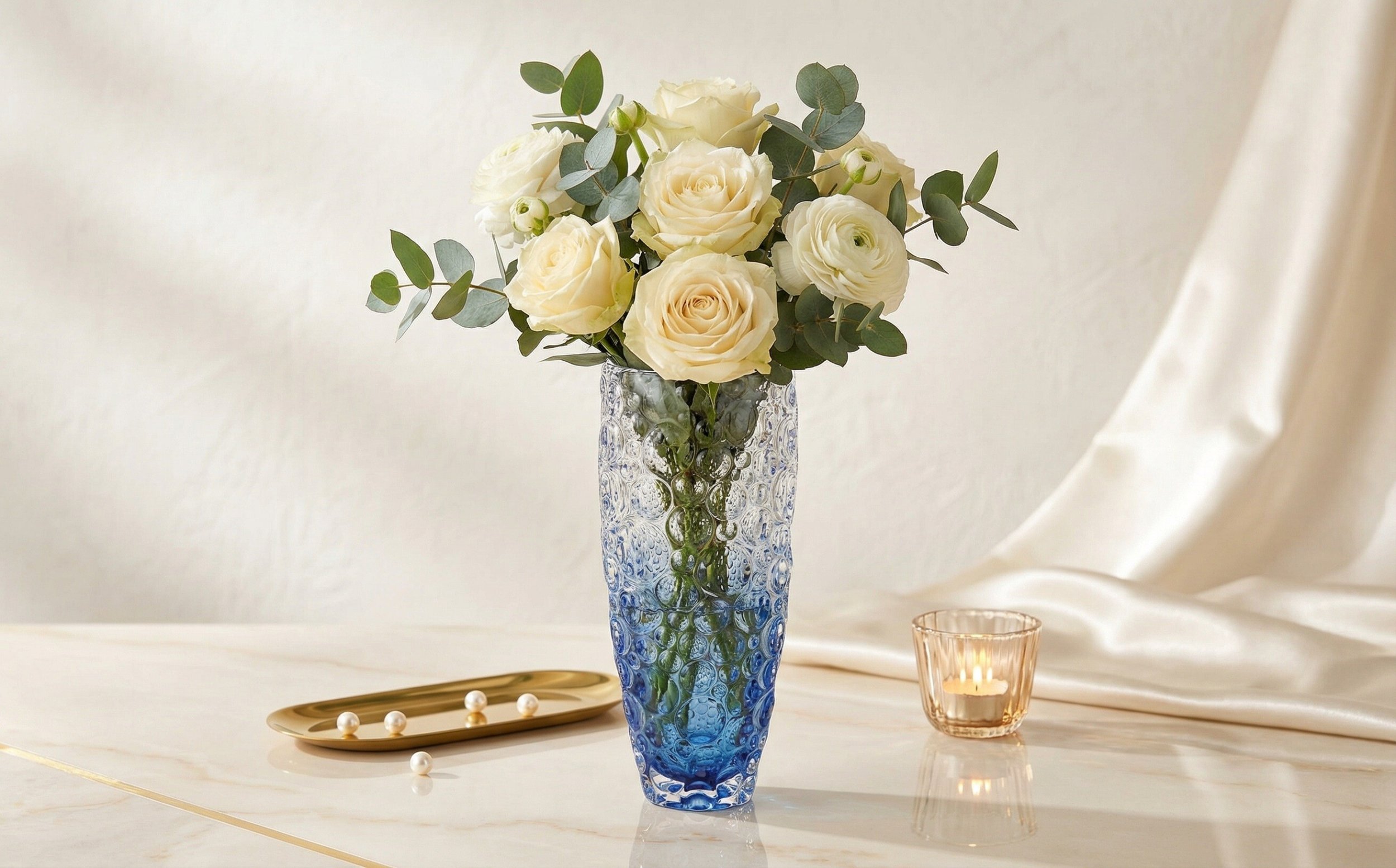 Wazon kryształowy 35 cm Jihlava Lisboa Ombre Blue