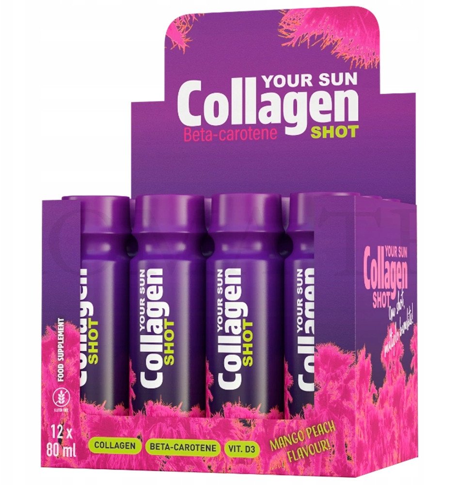 Your Sun Collagen Mango Brzoskwinia Witamina D3 SHOT DRINK do opalania 12x