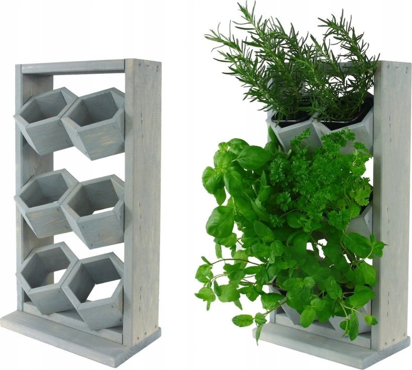 Wamar-Sosenka Drewniany ziołownik kwietnik wertykalny RD-8/2x3 - Szary