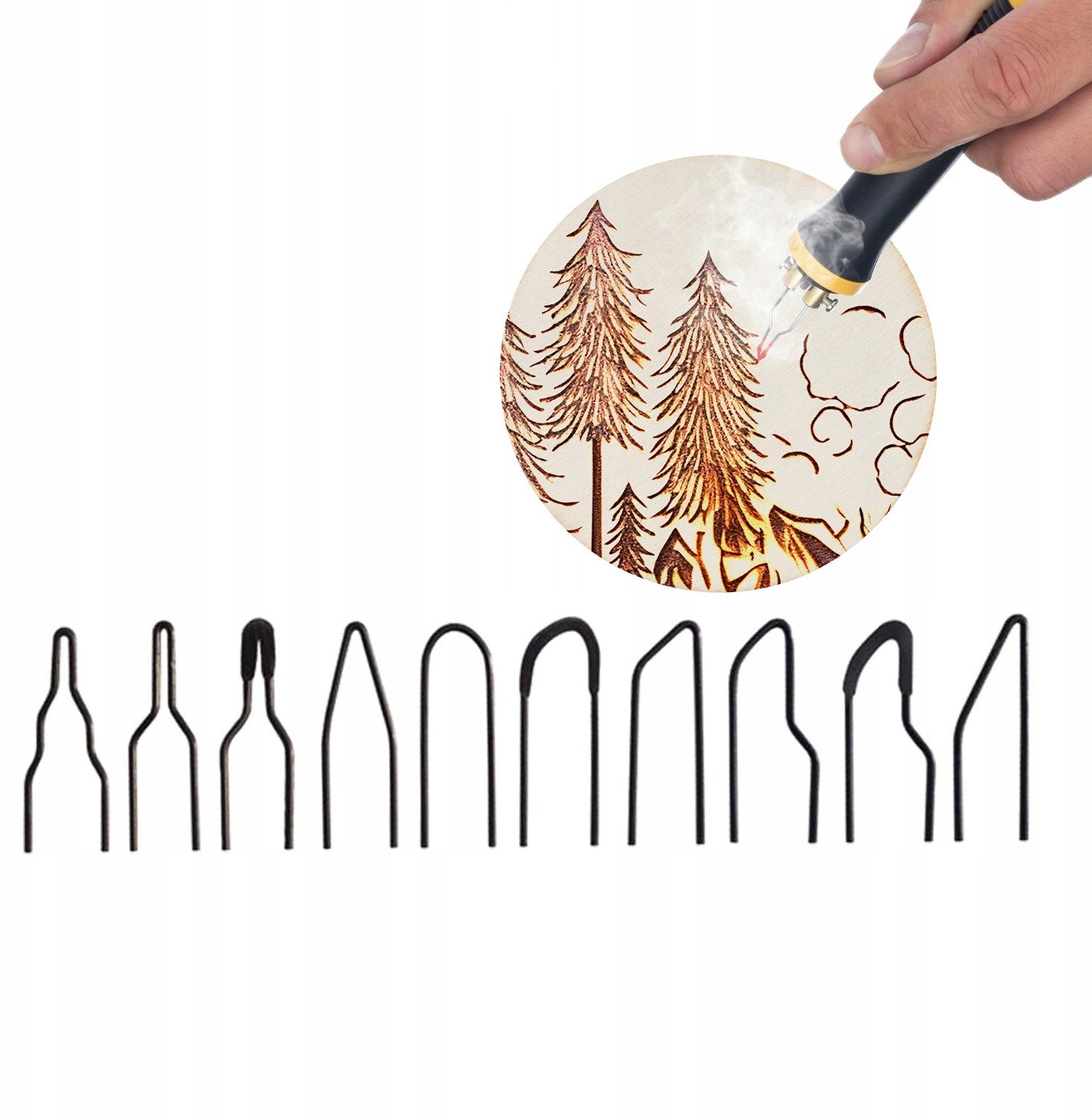 ZESTAW 10 KOŃCÓWEK DO WYPALARKI RBR60W RBB60W 60W DREWNO SKÓRA PIROGRAFIA