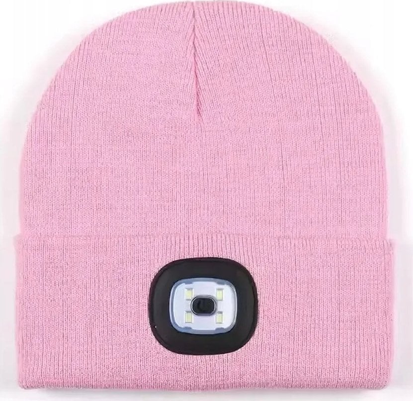 Czapka z latarką LED rożowa