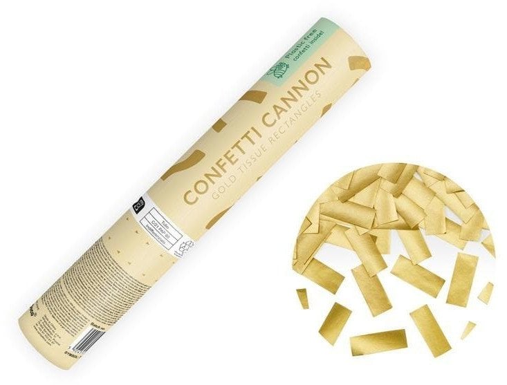 Tuba z konfetti złoty 20cm