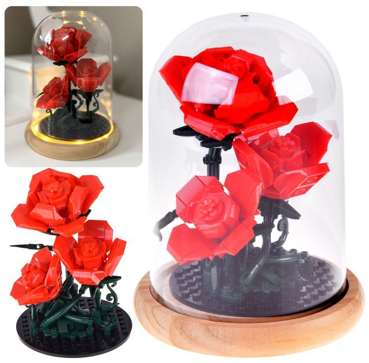 Klocki konstrukcyjne Podświetlana RÓŻA pod kopułą - kwiaty 219-ele ZA5901 EDUKAMP