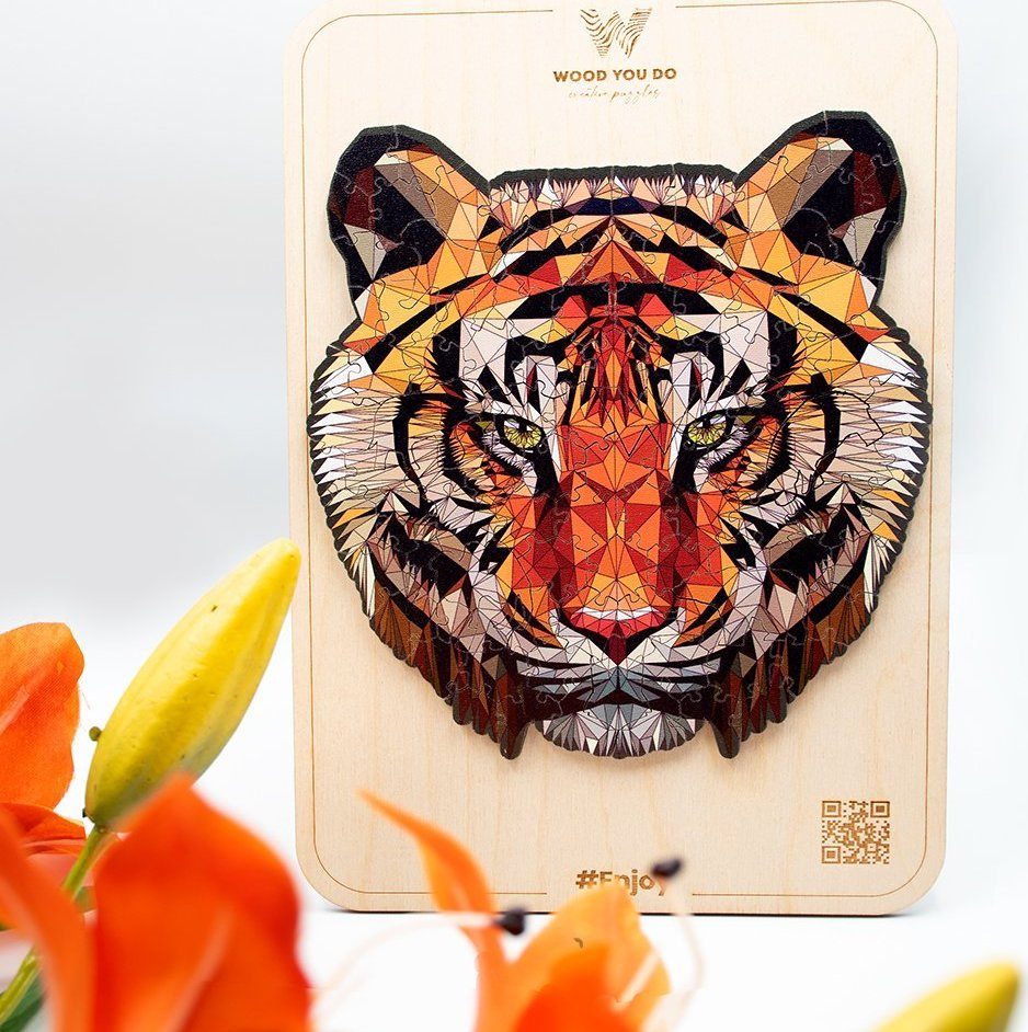 WOOD YOU DO PUZZLE DREWNIANE TYGRYS z ramką / 100 puzzli