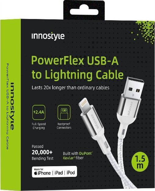 Kabel USB Innostyle USB-A - Lightning 2 m Srebrny