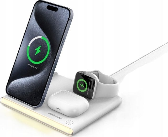 Jabees PowerGlow 4w1 Ładowarka QI na Telefon Smartwatch Słuchawki Lampa LED / Biały