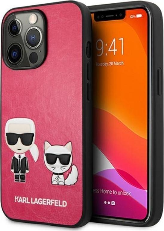 Karl Lagerfeld PU Leather Karl & Choupette Embossed - Etui iPhone 13 Pro (fuksja)