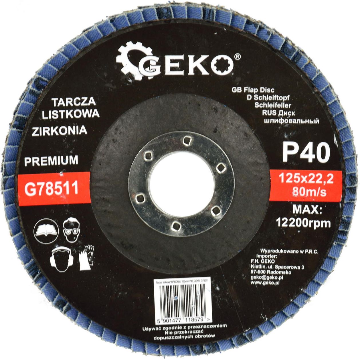 Geko Tarcza listkowa"CYRKON" 125mm P40 GEKO PREMIUM(10/200)