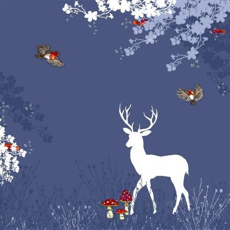 Clear Creation Karnet Swarovski kwadrat CL3407 Jeleń i ptaszki