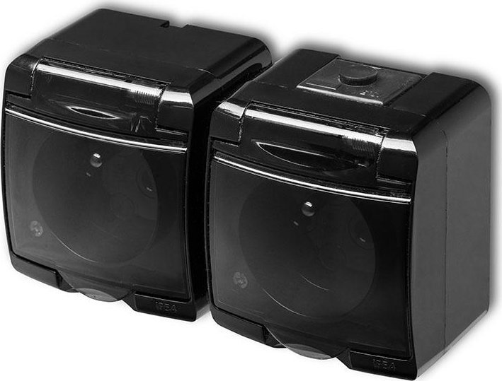 Karlik Karlik Junior czarny - gniazdo podwójne IP54 - 12GHE-2d