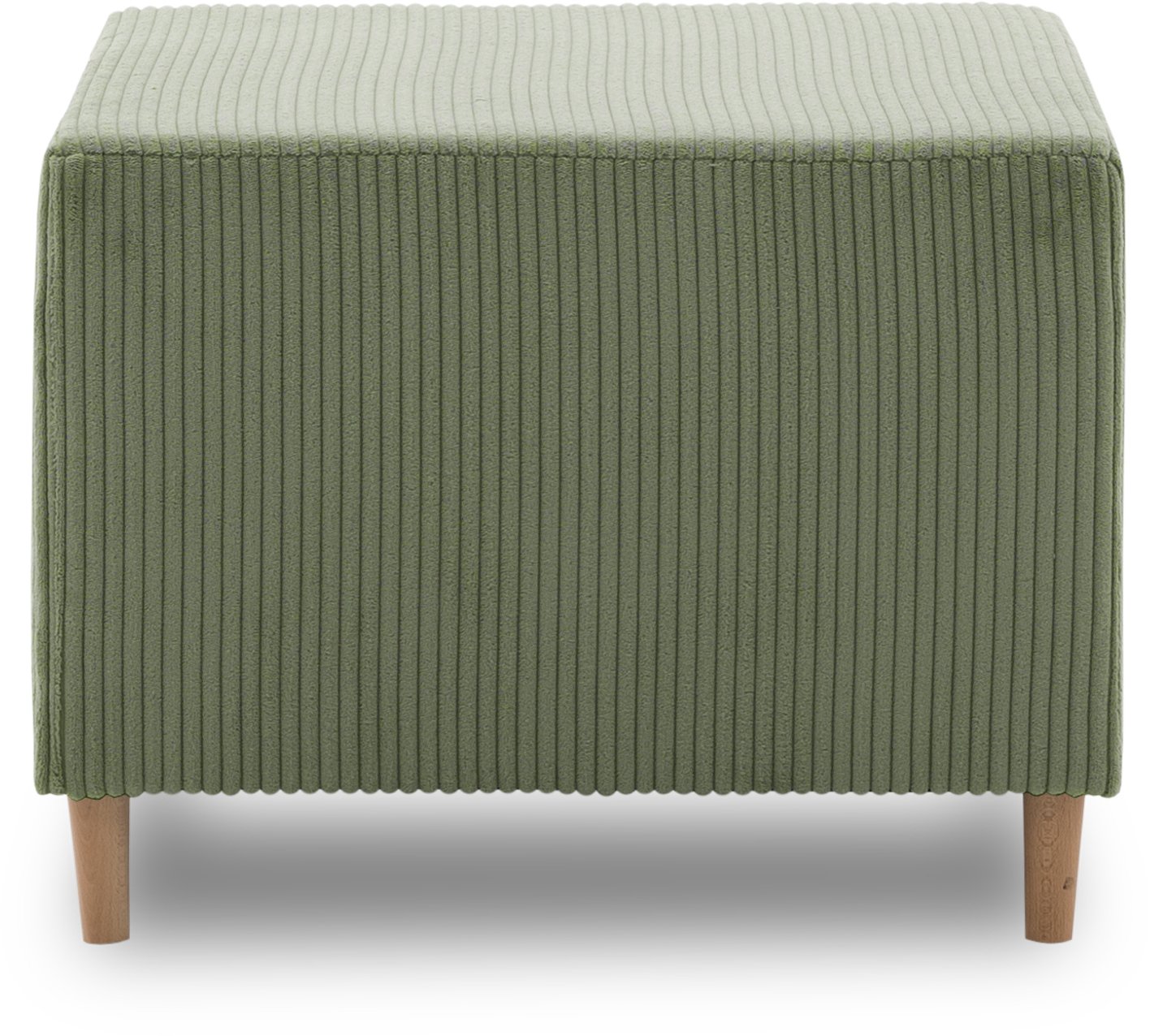 Pufa tapicerowana, podnóżek, sztruks, PANORA, 64x55x42 cm, oliwkowy