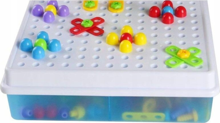 Kreatywna Mozaika, Układanka, Klocki 2w1, Wkrętak Śrubki Guziki 420 el.