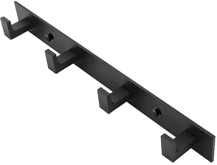 Wieszak ścienny na ręczniki 4 haki - czarny