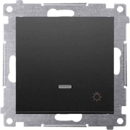 Kontakt-Simon Simon 54 Przycisk światło” z podświetleniem LED (moduł) 10AX 250V szybkozłącza czarny mat DS1L.01/49