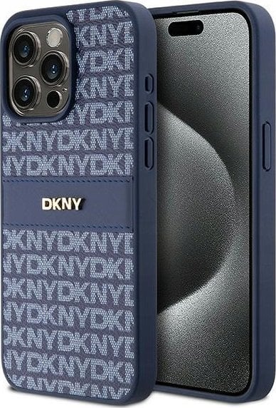 DKNY DKHCP15XPRTHSLB iPhone 15 Pro Max 6.7" niebieski/blue hardcase Leather Mono Stripe & Metal Logo